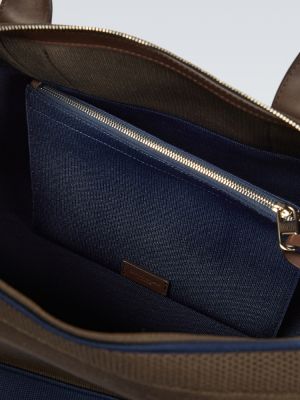 Kožená cestovná taška Giorgio Armani modrá
