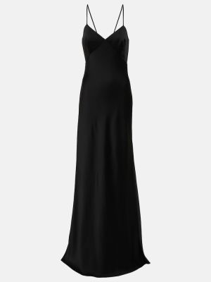 Saténové dlouhé šaty Max Mara čierna