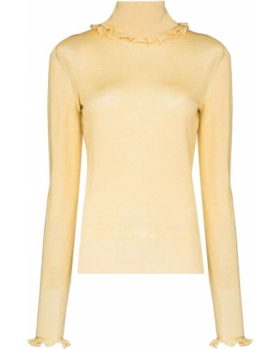 Пуловер с волани Victoria Beckham жълто