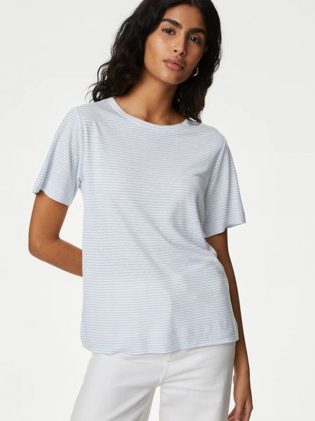 Льняная футболка в полоску из модала Marks & Spencer белая
