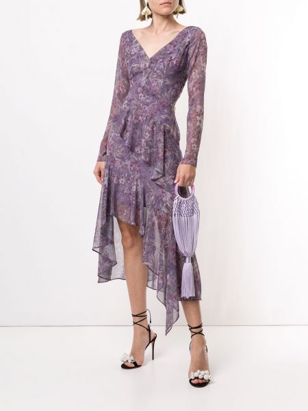 Vestido midi de flores con estampado Marchesa Notte violeta