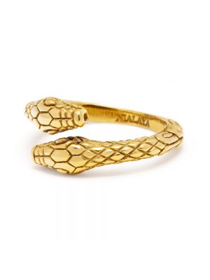 Anillo chapado en oro de estampado de serpiente Nialaya