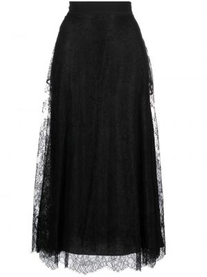 Čipkovaná kvetinová midi sukňa Elie Saab čierna