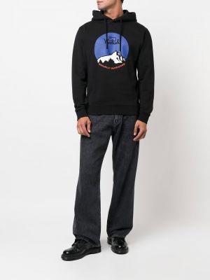 Raštuotas džemperis su gobtuvu Woolrich juoda