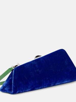 Žametna pisemska torbica iz rebrastega žameta The Attico modra