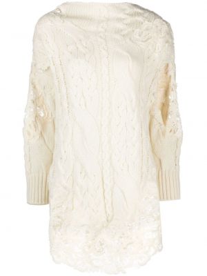 Krajkové květinové šaty Ermanno Scervino bílé