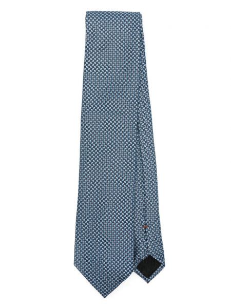 Жакардова копринена вратовръзка Zegna синьо