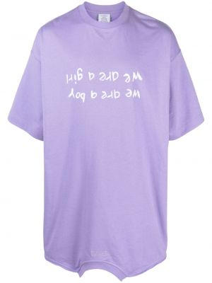 Koszulka bawełniana z nadrukiem Vetements fioletowa