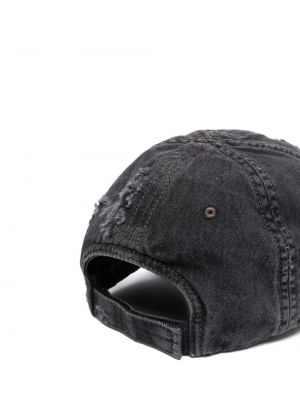 Haftowana czapka z daszkiem z przetarciami Balenciaga szara