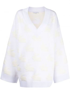 Sweter z dekoltem w serek żakardowy Jw Anderson biały