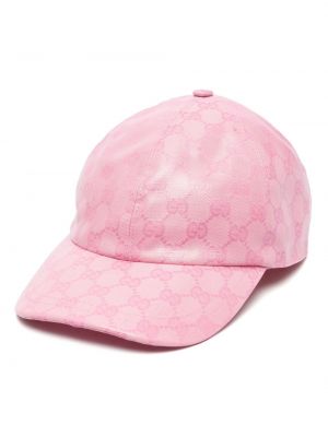 Cappello con visiera con cristalli Gucci rosa