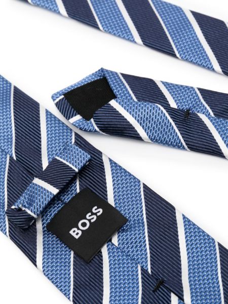 Cravate en soie à rayures Boss bleu