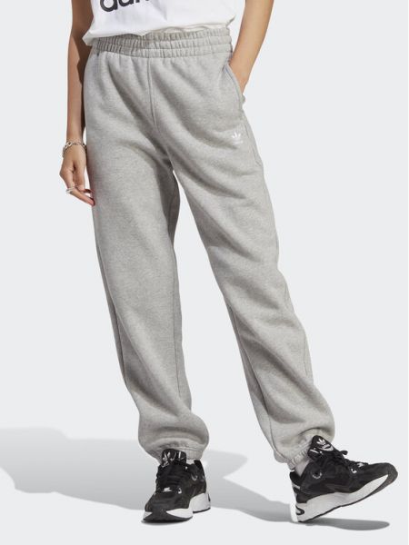 Fleecové priliehavé teplákové nohavice Adidas sivá