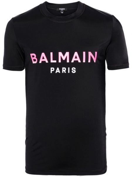 Majica s printom od jersey Balmain crna
