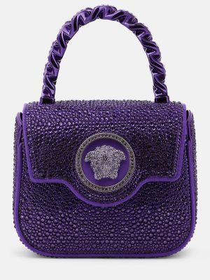 Σατέν τσάντα shopper Versace μωβ