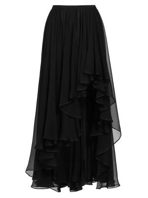 Шелковая длинная юбка с рюшами Giambattista Valli черная