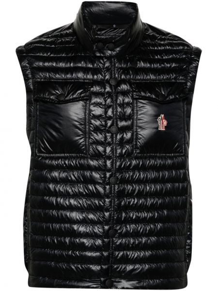 Pérová vesta s perím Moncler Grenoble čierna
