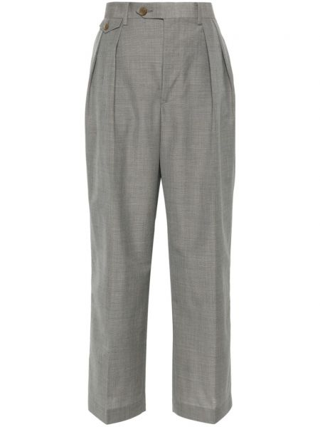 Ravne hlače s tropskim vzorcem Auralee siva