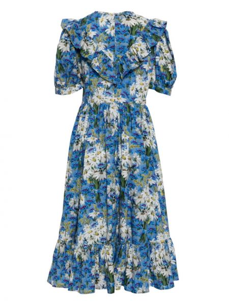 Květinové midi šaty s potiskem Batsheva modré