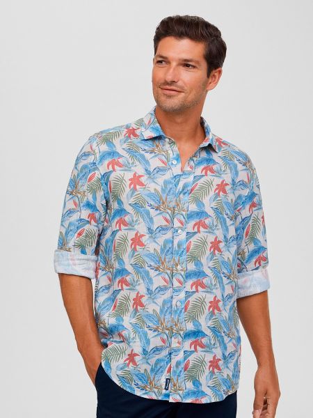 Camisa de lino con estampado con estampado tropical Façonnable