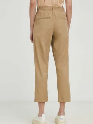 Jednobarevné kalhoty s vysokým pasem Drykorn hnědé