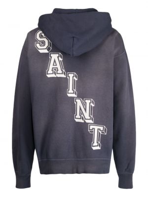 Raštuotas medvilninis džemperis su gobtuvu Saint Mxxxxxx mėlyna