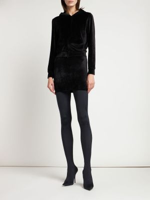 Viskose figurbetonter hoodie mit reißverschluss Balenciaga schwarz