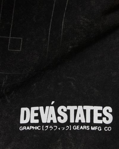 Памучна тениска с принт от джърси Deva States черно