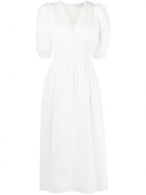 Bavlněné šaty s výstřihem do v Faithfull The Brand - bílá