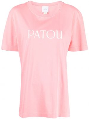 Bavlněné tričko s potiskem jersey Patou růžové