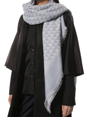 Шелковый шерстяной шарф Prada синий