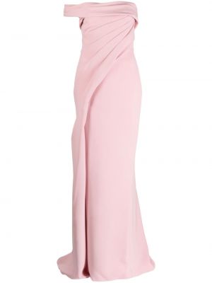 Asimetrična večerna obleka z draperijo Marchesa roza