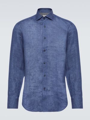 Camisa de lino Brunello Cucinelli azul