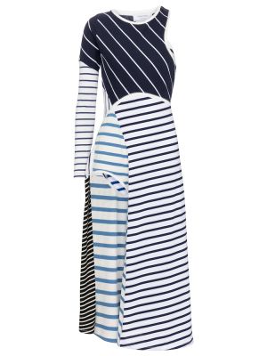 Sukienka midi bawełniana w paski Marine Serre niebieska