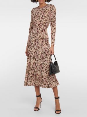 Леопардовый платье миди с принтом Rixo коричневый
