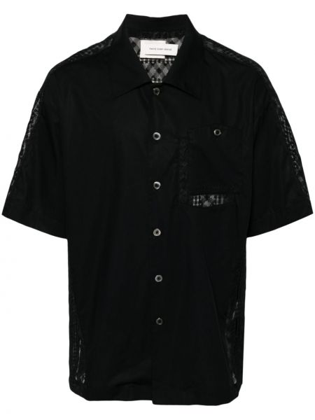 Caurspīdīgs kokvilnas krekls Feng Chen Wang melns