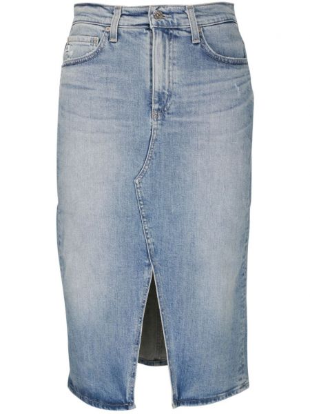 Jupe fendue en coton Ag Jeans bleu