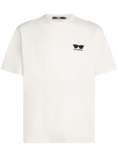 T-shirt mit stickerei aus baumwoll Karl Lagerfeld weiß