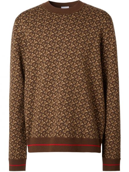 Jersey de punto de tela jersey de tejido jacquard Burberry marrón