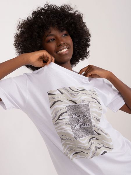 T-krekls ar apdruku Fashionhunters balts