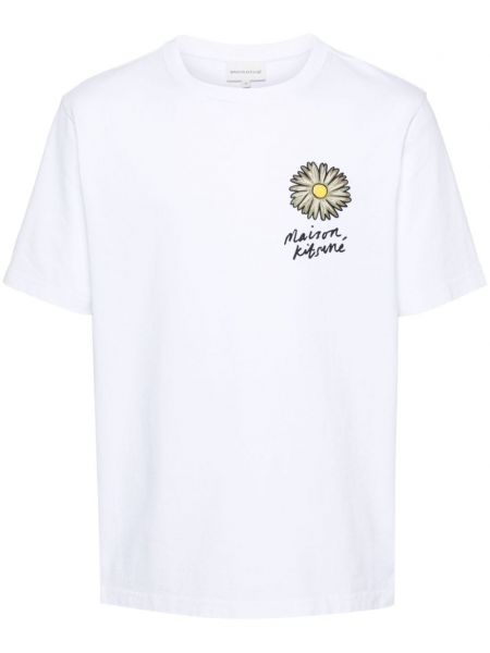 T-shirt à fleurs Maison Kitsuné blanc