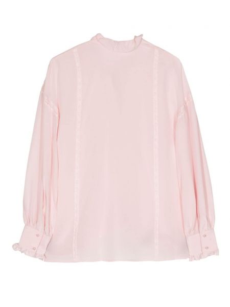 Przezroczysta jedwabna bluzka koronkowa Shiatzy Chen różowa