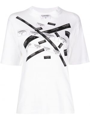 T-shirt con stampa Chanel Pre-owned bianco