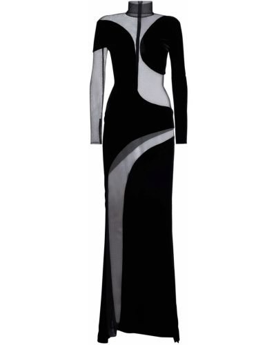 Tylové sametové večerní šaty Tom Ford černé