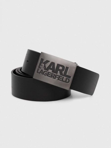 Pasek skórzany Karl Lagerfeld czarny