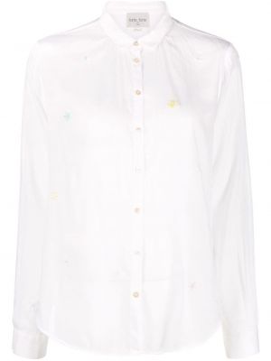Květinová košile s knoflíky Forte Forte bílá
