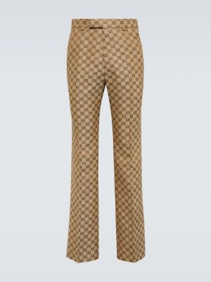 Pantalones de lino de lino Gucci beige