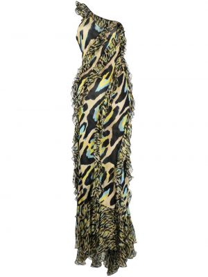Βραδινό φόρεμα με σχέδιο με βολάν Roberto Cavalli