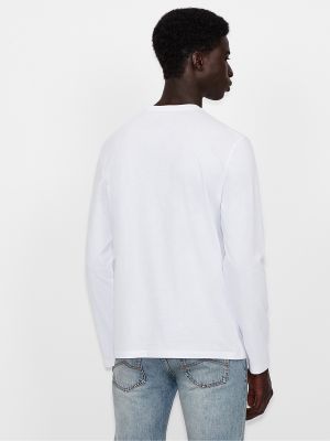 Tričko s dlouhým rukávem s dlouhými rukávy Armani Exchange bílé