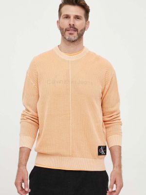 Bavlněný svetr Calvin Klein Jeans oranžový